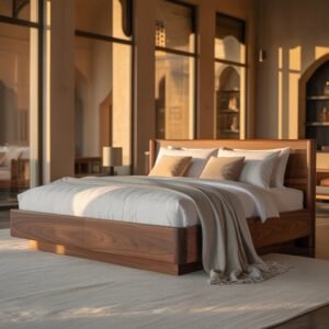 Premium Wooden King Size Bed – Elegant Solid Wood Design