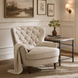 Modern Armchair in velvet and Swedish wood