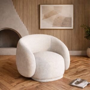 Boucle & swedish wood Armchair