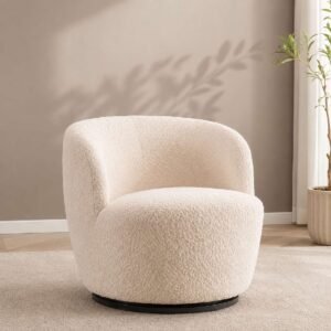 Boucle and swedish wood Armchair